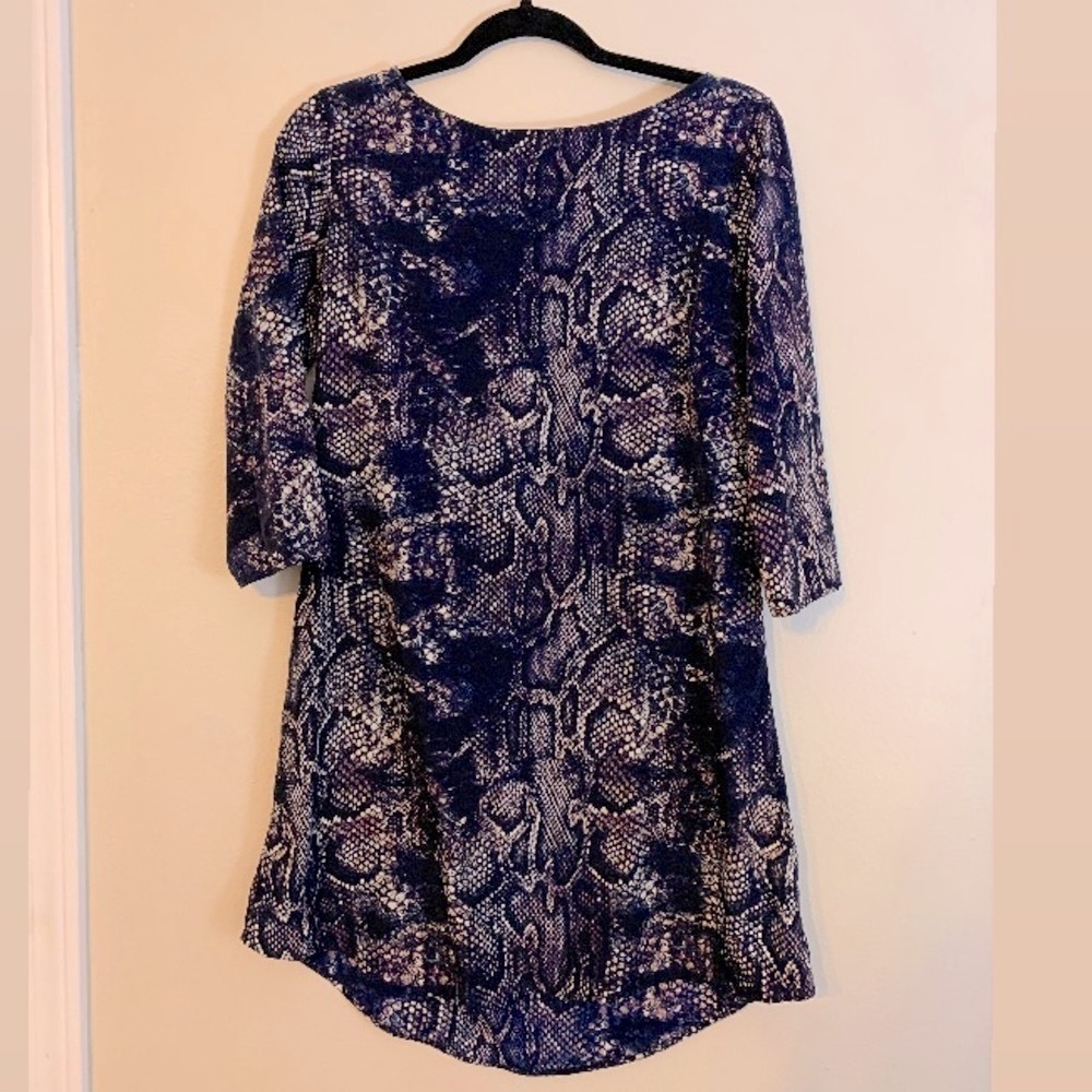 Blue Snake Skin Print Swing Dress